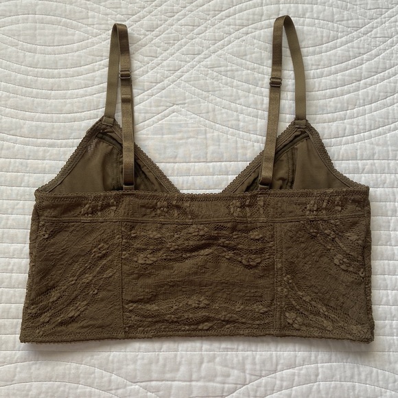 Free People Longline Bralette Lace Bustier Dark Olive Small - Picture 5 of 16